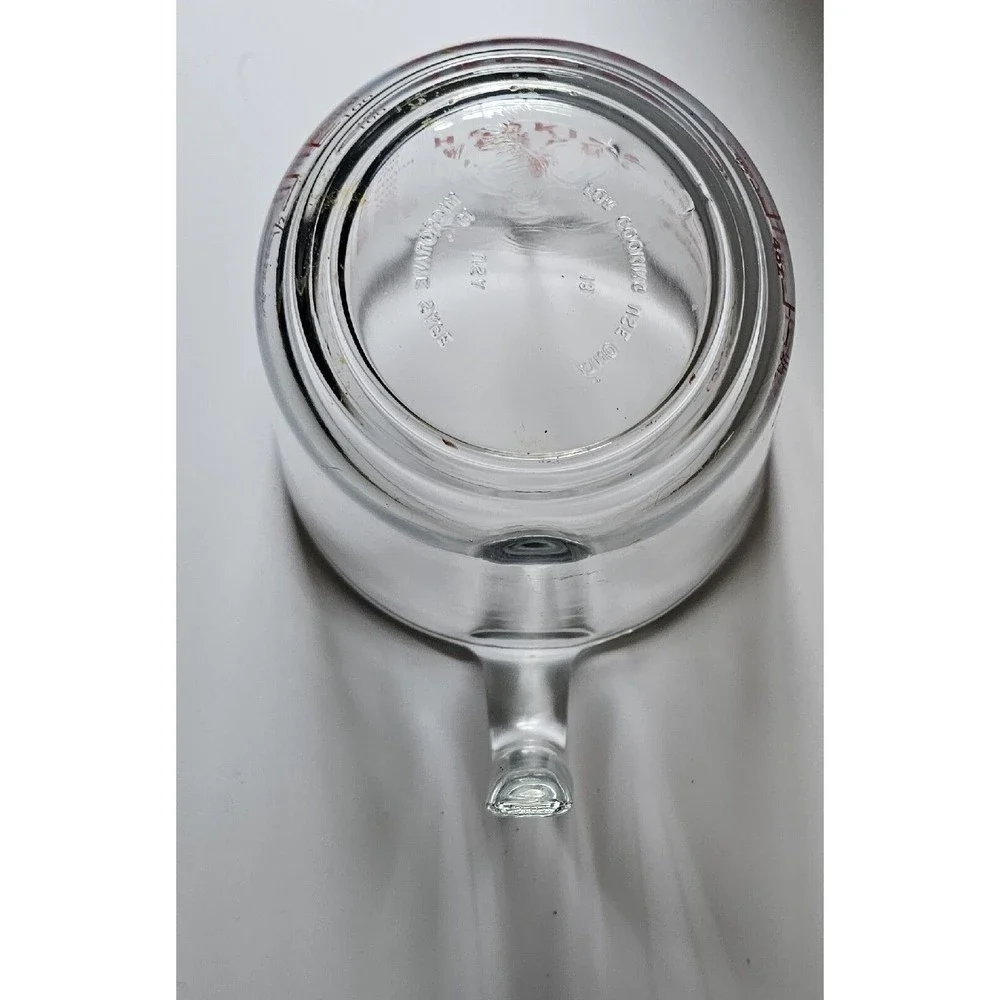 Anchor Hocking Glass Measuring Cup Open Handle 4-Cups 32oz 1-Quart Red Lettering